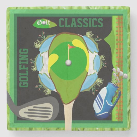 Dessous-de-verre En Pierre Classiques de golf (Devant)