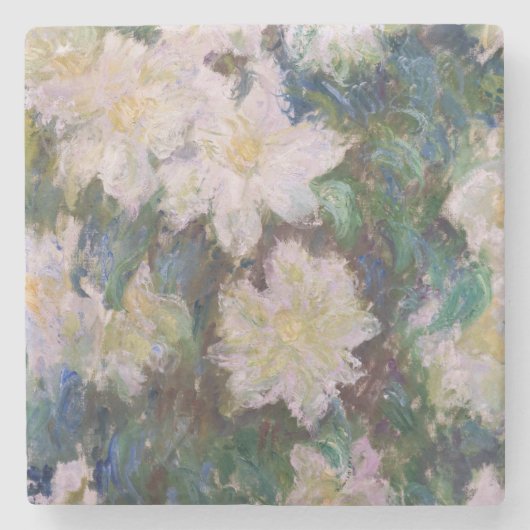 Dessous-de-verre En Pierre Claude Monet - Clematis blanc (Devant)