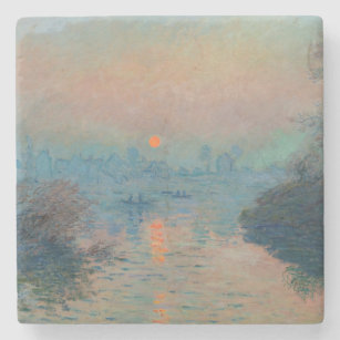 Dessous-de-verre En Pierre Claude Monet - Coucher de soleil sur la Seine à La