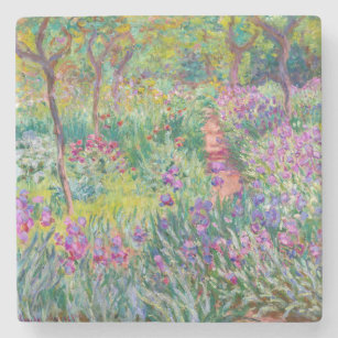 Dessous-de-verre En Pierre Claude Monet - Le jardin d'Iris à Giverny