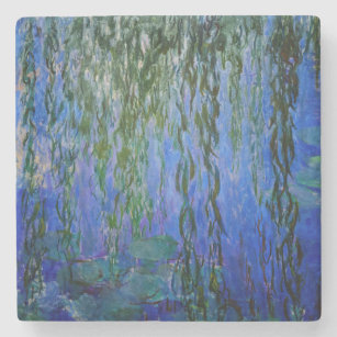 Dessous-de-verre En Pierre Claude Monet - Lys d'eau avec saule plumant