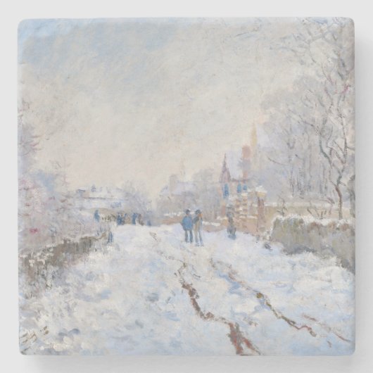 Dessous-de-verre En Pierre Claude Monet - Scène de neige à Argenteuil (Devant)