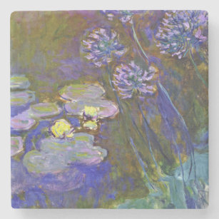 Dessous-de-verre En Pierre Claude Monet Water Lilies Agapanthus