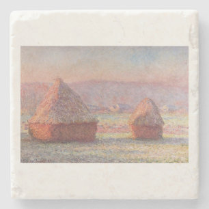 Dessous-de-verre En Pierre Claude Monet White Frost Sunrise (Haystacks)