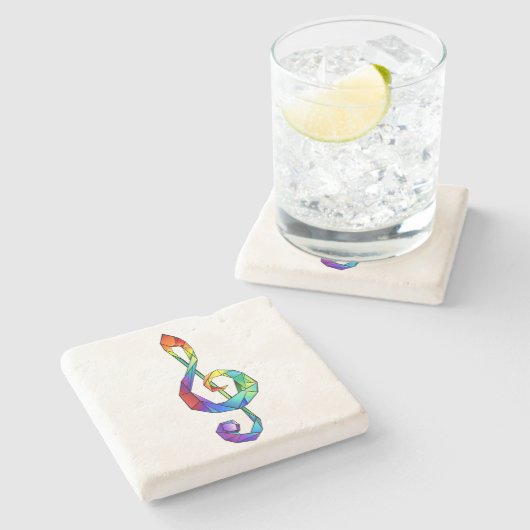 Dessous-de-verre En Pierre Clé de musique arc-en-ciel (Côté)