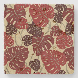 Dessous-de-verre En Pierre Cliff Hanger Hawaiian Leaf Imprimer Tiki Bar Desso