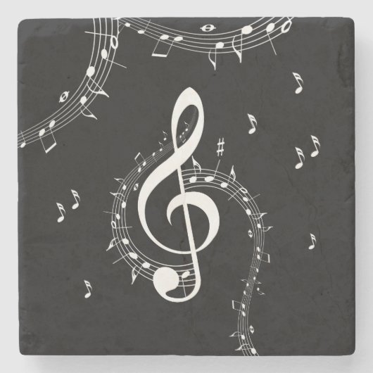 Dessous-de-verre En Pierre Climacic G Clef Music Black (Devant)