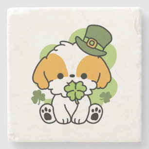 Dessous-de-verre En Pierre Clover Pup Love - St. Patrick's Day Chien Design