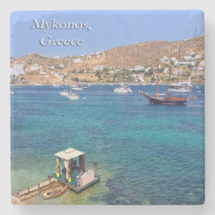 Dessous-de-verre En Pierre Coaster en pierre de Mykonos, Grèce