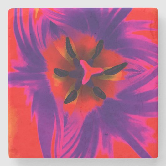Dessous-de-verre En Pierre Coaster, floral design, tulip (Devant)