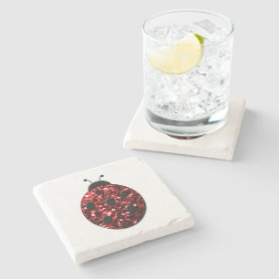 Dessous-de-verre En Pierre Coccinelle rouge foncé faux paillettes scintillant