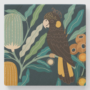 Dessous-de-verre En Pierre Cockatoo noir et dessous de verre en pierre de Ban