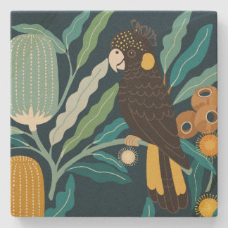 Dessous-de-verre En Pierre Cockatoo noir et dessous de verre en pierre de Ban