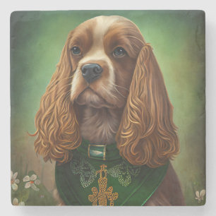 Dessous-de-verre En Pierre Cocker Spaniel Chien en robe de fête St. Patrick