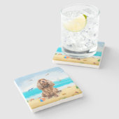 Dessous-de-verre En Pierre Cocker Spaniel Chien sur la plage (Côté)
