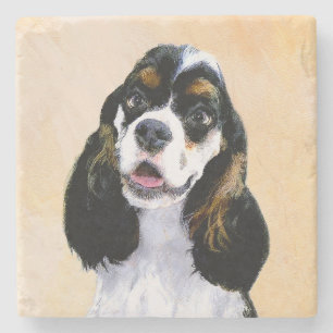 Dessous-de-verre En Pierre Cocker Spaniel (Parti) Peinture - Art Chien origin