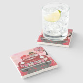 Dessous-de-verre En Pierre Cocker Spaniel voiture avec les coeurs Valentine's (Côté)