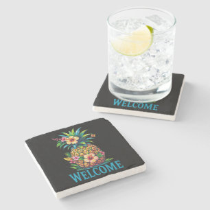 Dessous-de-verre En Pierre Cocktail d'ananas tropical Bienvenue
