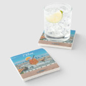 Dessous-de-verre En Pierre Cocktail Spritz sur une table avec vue sur Milan (Côté)