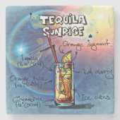 Dessous-de-verre En Pierre Cocktail Tequila Sunrise (#7 /12 Ensemble de recet (Devant)