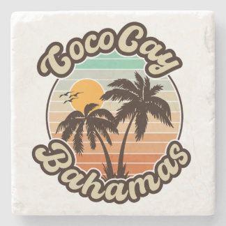 Dessous-de-verre En Pierre Coco Cay Bahamas Retro Sunset Souvenirs 60s