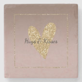 Dessous-de-verre En Pierre Cocoa Crème Brown Ombre Gold Parties scintillant C (Devant)