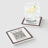 Dessous-de-verre En Pierre Code QR avec écriture cursive de script (Côté)