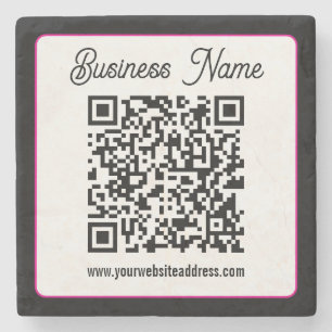 Dessous-de-verre En Pierre Code QR avec écriture cursive de script