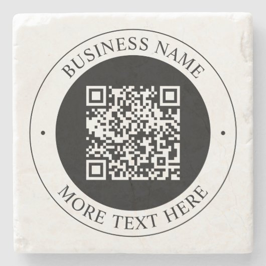 Dessous-de-verre En Pierre Code QR avec nom d'entreprise Texte circulaire mod (Devant)