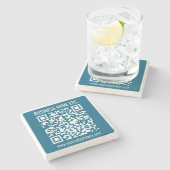 Dessous-de-verre En Pierre Code QR bleu océan modifiable (Côté)