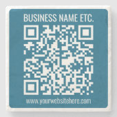 Dessous-de-verre En Pierre Code QR bleu océan modifiable (Devant)