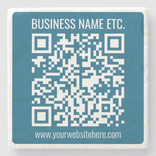 Dessous-de-verre En Pierre Code QR bleu océan modifiable (Devant)
