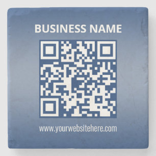 Dessous-de-verre En Pierre Code QR Bleu (ou toute couleur)