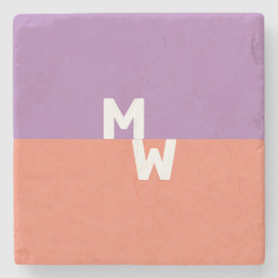 Dessous-de-verre En Pierre Code QR pastel carré monogramme minimaliste