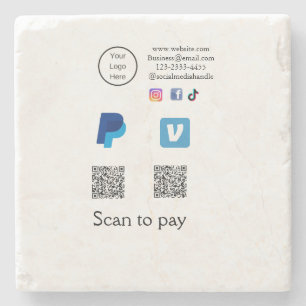 Dessous-de-verre En Pierre Code QR PayPal venmo scan pay ajouter médias socia