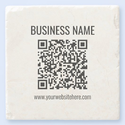 Dessous-de-verre En Pierre Code QR personnalisable et nom commercial