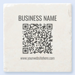 Dessous-de-verre En Pierre Code QR personnalisable & nom de l'entreprise
