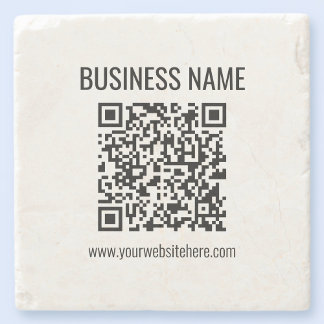 Dessous-de-verre En Pierre Code QR personnalisable & nom de l'entreprise