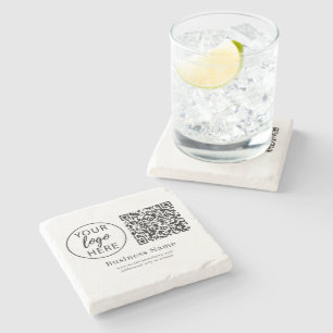 Dessous-de-verre En Pierre Code QR personnalisé avec logo d'entreprise