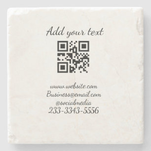Dessous-de-verre En Pierre code QR personnalisé simple ajouter votre nom text