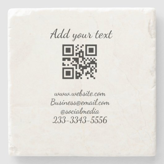 Dessous-de-verre En Pierre code QR personnalisé simple ajouter votre nom text (Devant)