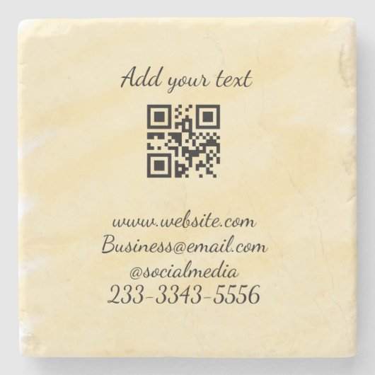 Dessous-de-verre En Pierre code QR personnalisé simple ajouter votre nom text (Devant)