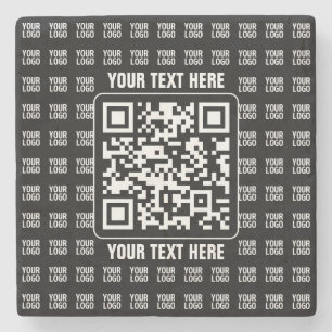 Dessous-de-verre En Pierre Code QR promotionnel (modifiable) plus motif de lo
