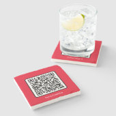 Dessous-de-verre En Pierre Code QR rouge Médias sociaux simples modernes pers (Côté)