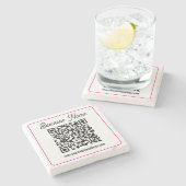 Dessous-de-verre En Pierre Code QR scannable avec écriture manuscrite cursive (Côté)