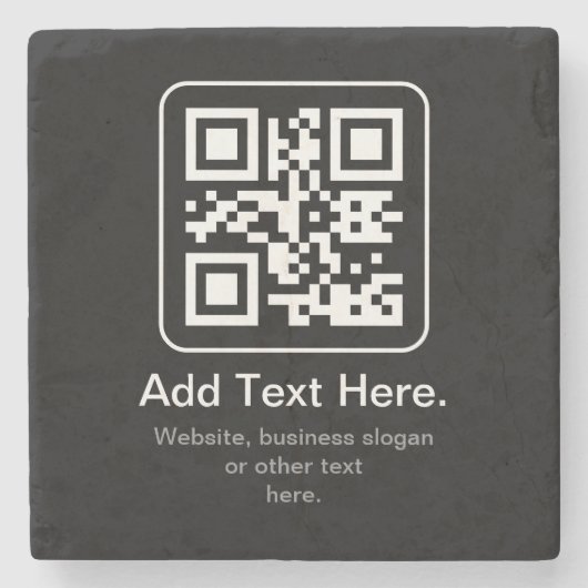 Dessous-de-verre En Pierre Code QR scannable moderne | Noir Blanc & Gris (Devant)