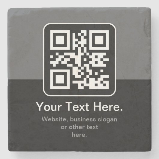 Dessous-de-verre En Pierre Code QR scannable moderne | Noir Gris & Blanc (Devant)