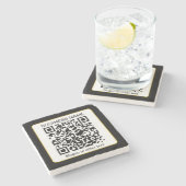 Dessous-de-verre En Pierre Code QR scannable modifiable + Nom de votre entrep (Côté)
