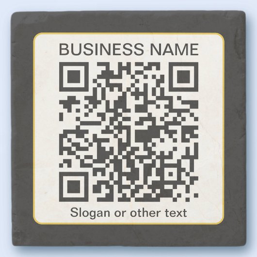 Dessous-de-verre En Pierre Code QR scannable modifiable + Nom de votre entrep