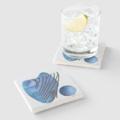 Dessous-de-verre En Pierre Coeur bleu (Côté)